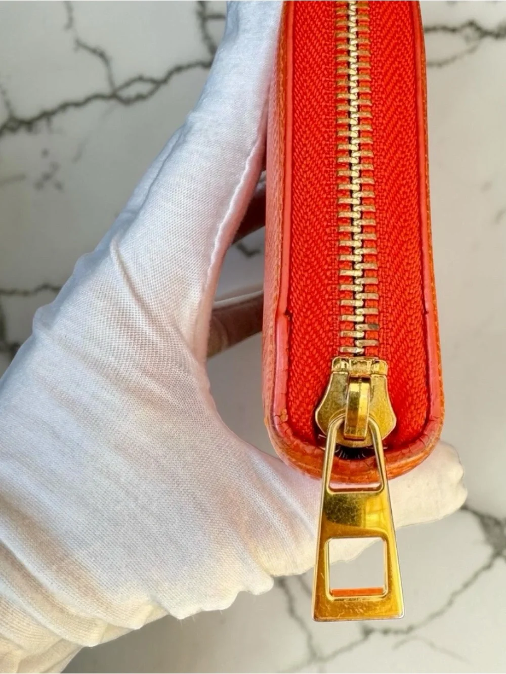 RARE Loewe Coral Orange Zip-Around Wallet